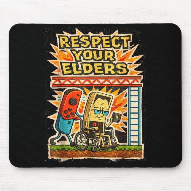 Respect Your Elders Retro Gaming Funny Gamer Contr Mousepad (Vorne)