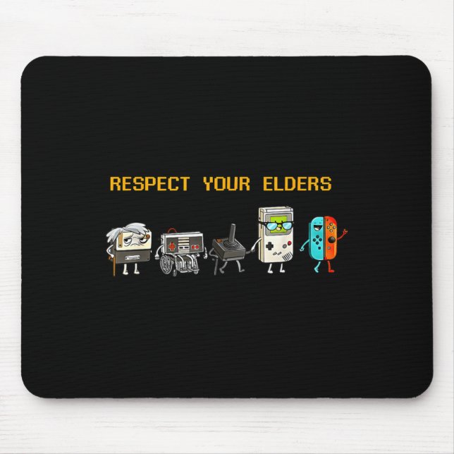 Respect Your Elders Retro Gaming Funny Gamer Contr Mousepad (Vorne)