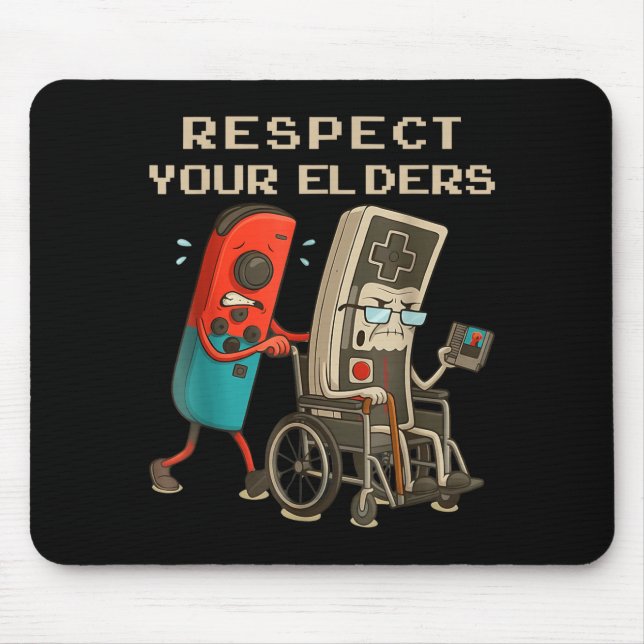 Respect Your Elders Retro Gaming Funny Gamer Contr Mousepad (Vorne)
