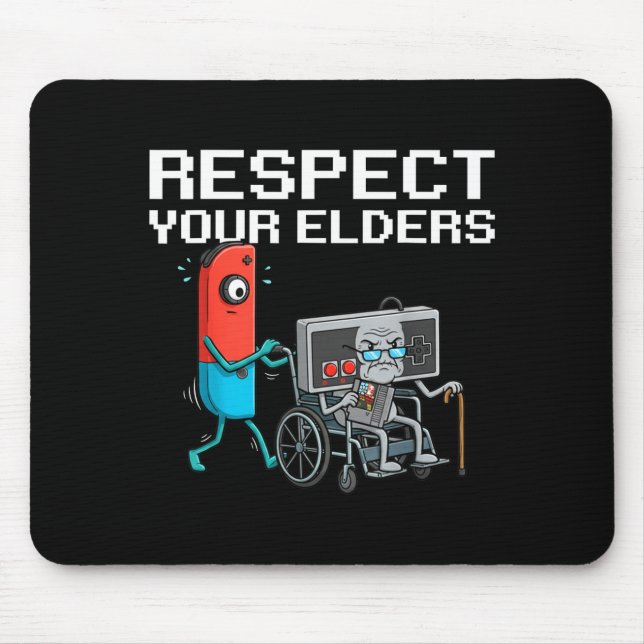 Respect Your Elders Retro Gaming Funny Gamer Contr Mousepad (Vorne)