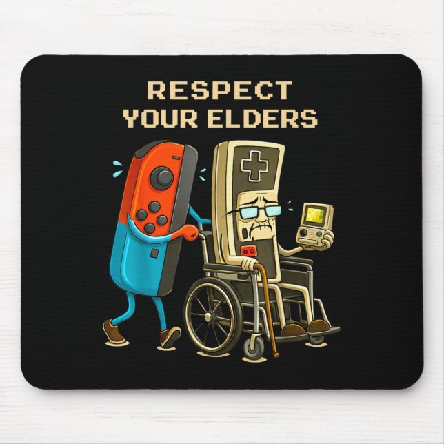 Respect Your Elders Retro Gaming Funny Gamer Contr Mousepad (Vorne)