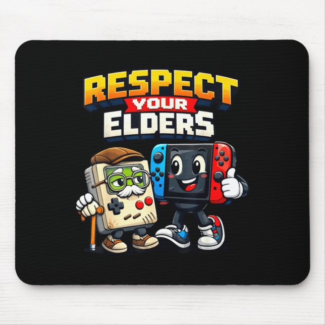 Respect Your Elders Retro Gaming Funny Gamer Contr Mousepad (Vorne)