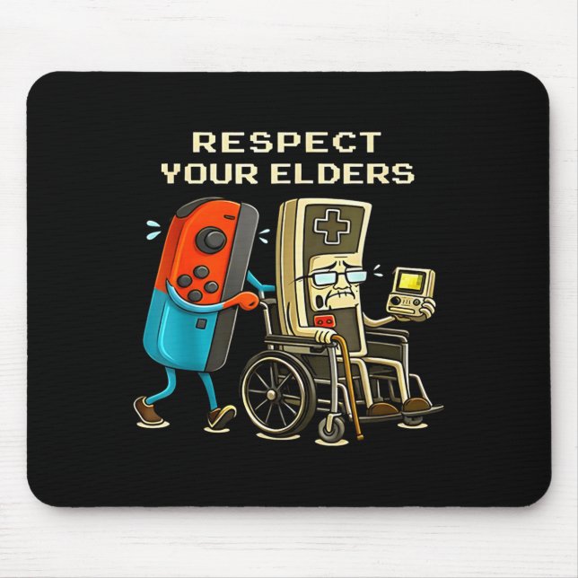 Respect Your Elders Retro Gaming Funny Gamer Contr Mousepad (Vorne)