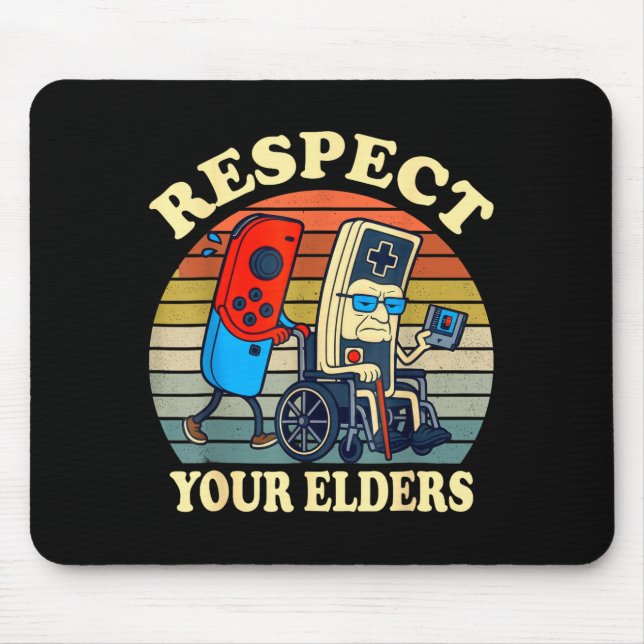 Respect Your Elders Retro Gaming Funny Gamer Contr Mousepad (Vorne)