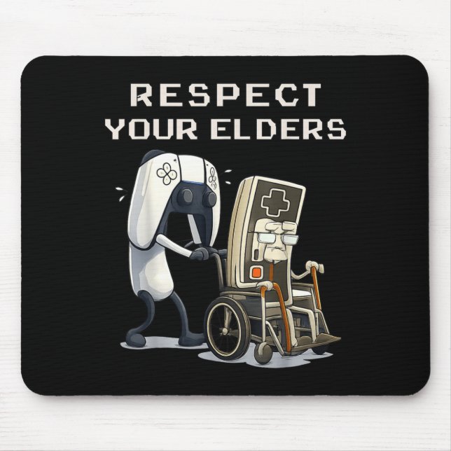 Respect Your Elders Retro Gaming Funny Gamer Contr Mousepad (Vorne)