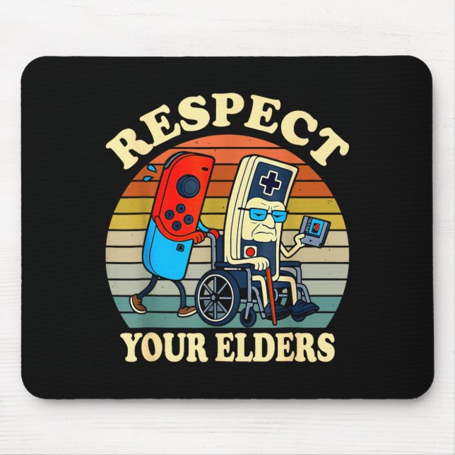 Respect Your Elders Retro Gaming Funny Gamer Contr Mousepad (Vorne)