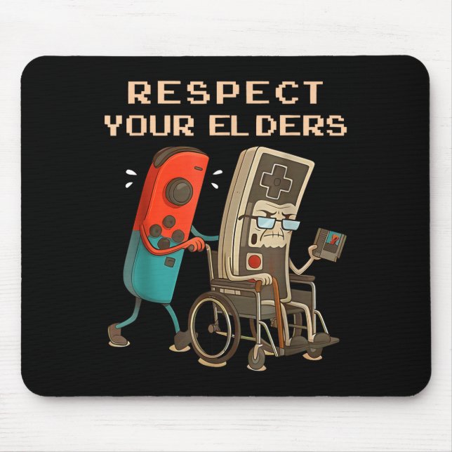 Respect Your Elders Retro Gaming Funny Gamer Contr Mousepad (Vorne)
