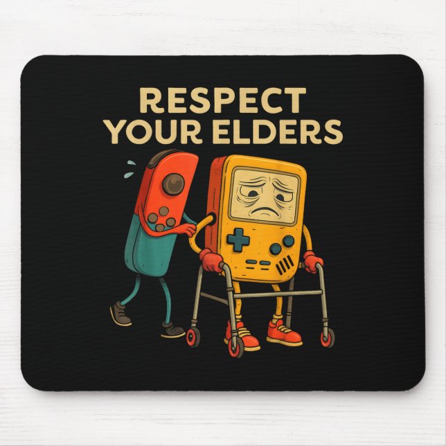 Respect Your Elders Retro Gaming Funny Gamer Contr Mousepad (Vorne)
