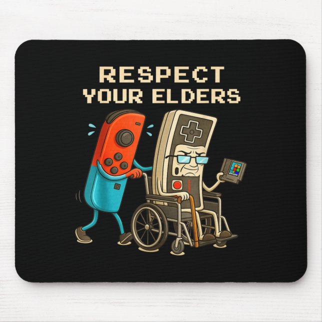 Respect Your Elders Retro Gaming Funny Gamer Contr Mousepad (Vorne)