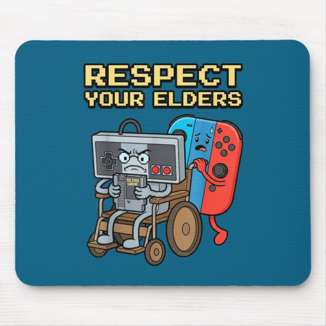 Respect Your Elders Retro Gaming Funny Gamer Contr Mousepad (Vorne)