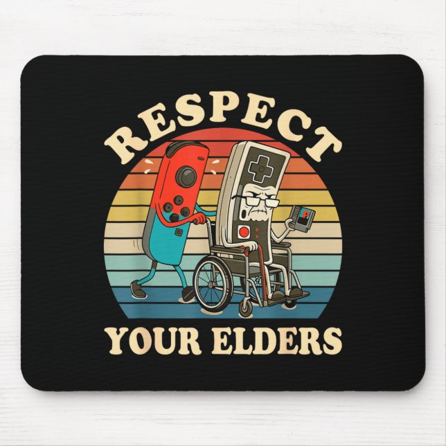 Respect Your Elders Retro Gaming Funny Gamer Contr Mousepad (Vorne)