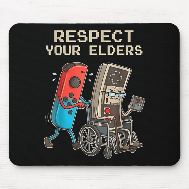 Respect Your Elders Retro Gaming Funny Gamer Contr Mousepad (Vorne)
