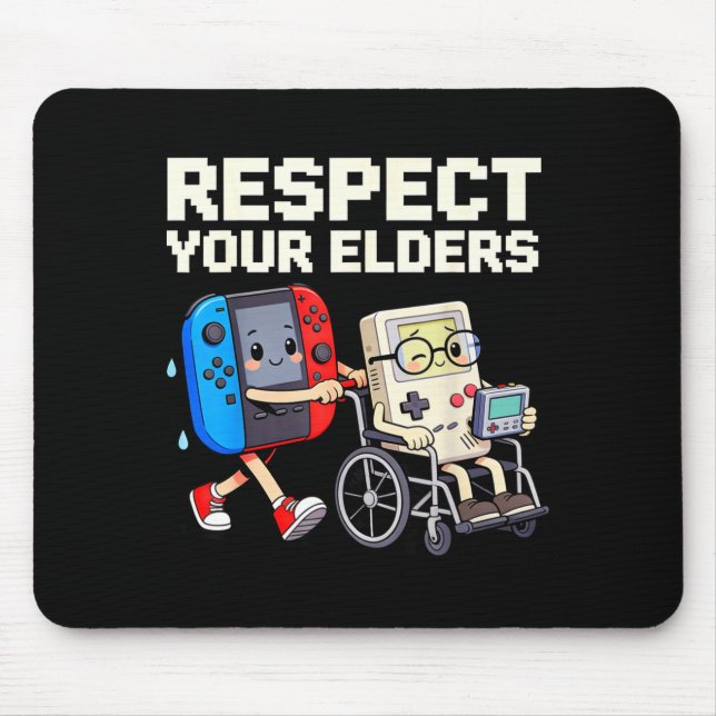 Respect Your Elders Retro Gaming Funny Gamer Contr Mousepad (Vorne)