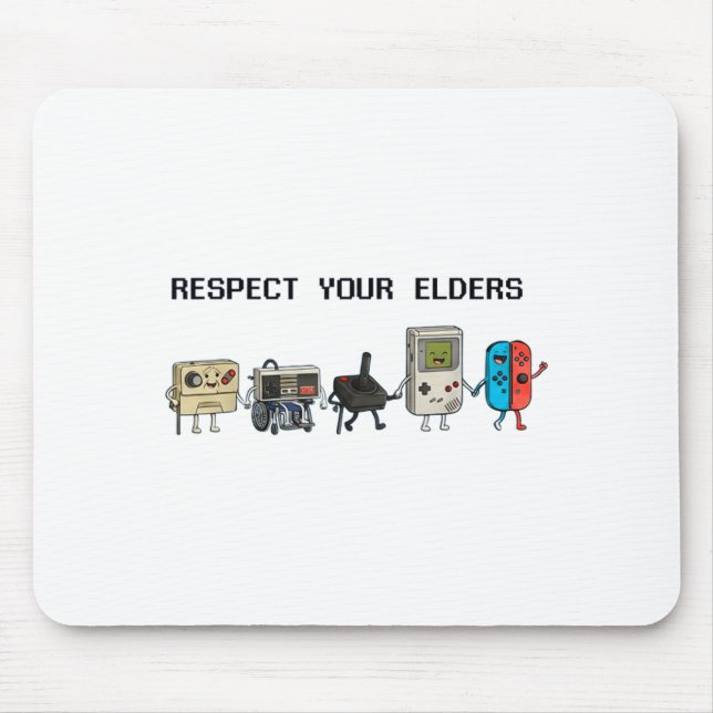 Respect Your Elders Retro Gaming Funny Gamer Contr Mousepad (Vorne)