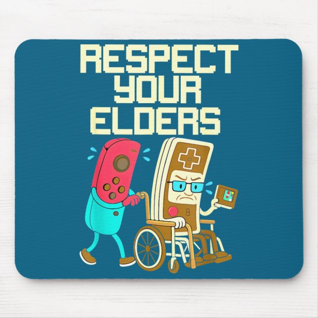 Respect Your Elders Retro Gaming Funny Gamer Contr Mousepad (Vorne)