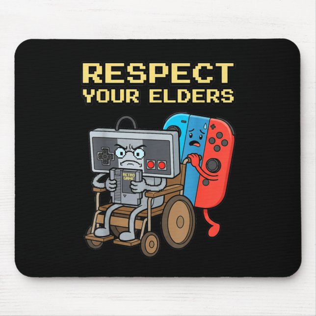 Respect Your Elders Retro Gaming Funny Gamer Contr Mousepad (Vorne)
