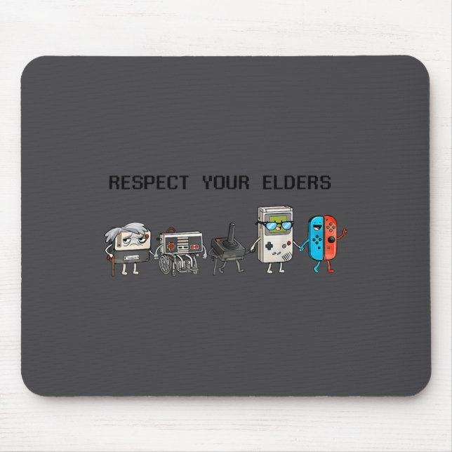 Respect Your Elders Retro Gaming Funny Gamer Contr Mousepad (Vorne)