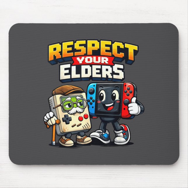 Respect Your Elders Retro Gaming Funny Gamer Contr Mousepad (Vorne)