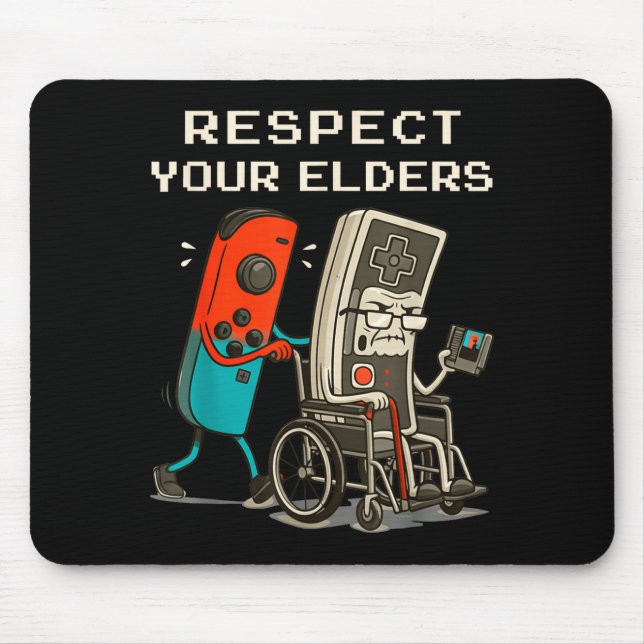 Respect Your Elders Retro Gaming Funny Gamer Contr Mousepad (Vorne)