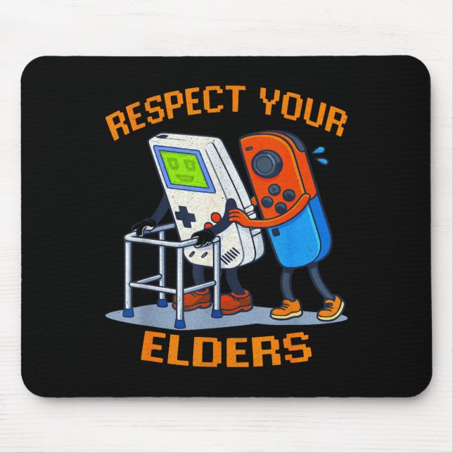 Respect Your Elders Retro Gaming Funny Gamer Contr Mousepad (Vorne)