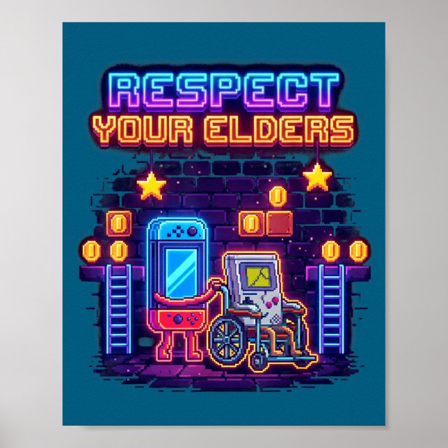 Respect Your Elders Retro Gaming Funny Gamer Contr Poster (Vorne)