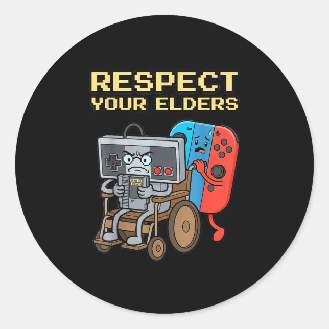 Respect Your Elders Retro Gaming Funny Gamer Contr Runder Aufkleber (Vorderseite)