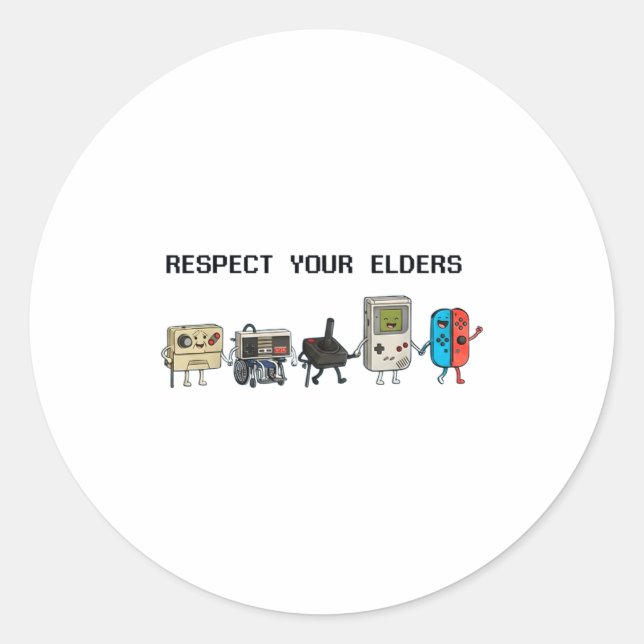 Respect Your Elders Retro Gaming Funny Gamer Contr Runder Aufkleber (Vorderseite)