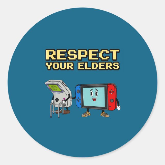 Respect Your Elders Retro Gaming Funny Gamer Contr Runder Aufkleber (Vorderseite)