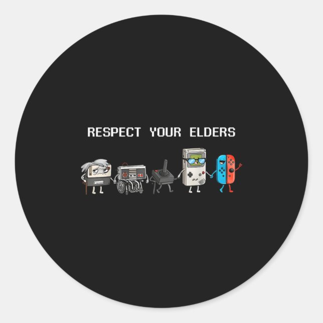 Respect Your Elders Retro Gaming Funny Gamer Contr Runder Aufkleber (Vorderseite)