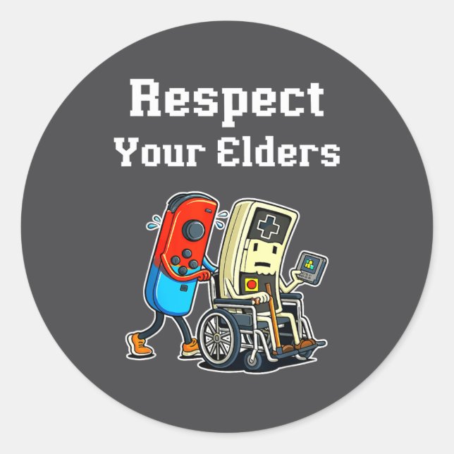Respect Your Elders Retro Gaming Funny Gamer Contr Runder Aufkleber (Vorderseite)