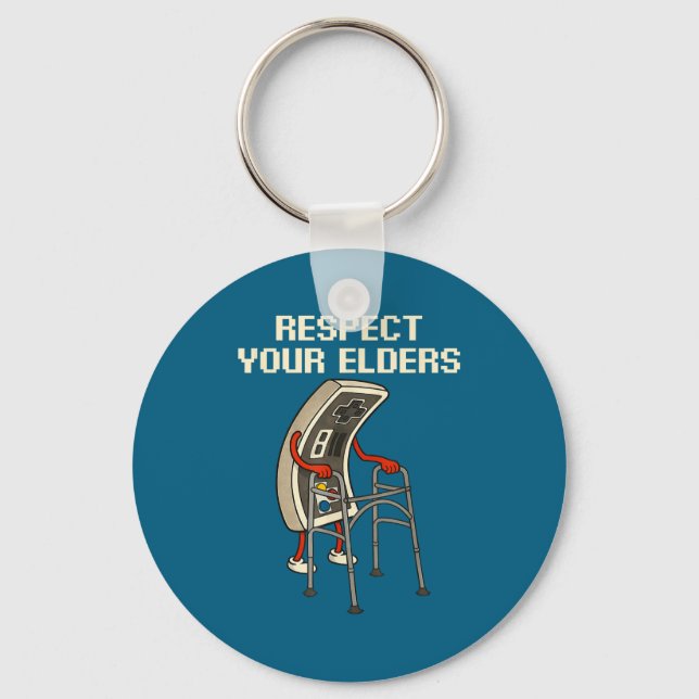 Respect Your Elders Retro Gaming Funny Gamer Contr Schlüsselanhänger (Vorderseite)