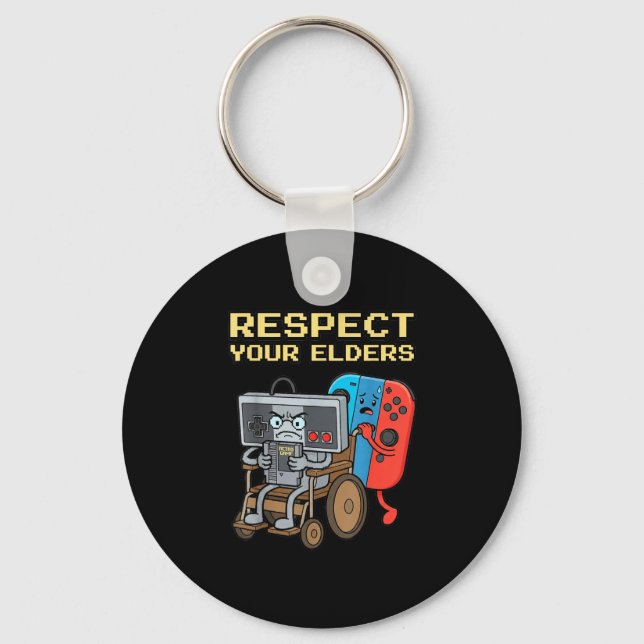 Respect Your Elders Retro Gaming Funny Gamer Contr Schlüsselanhänger (Vorderseite)