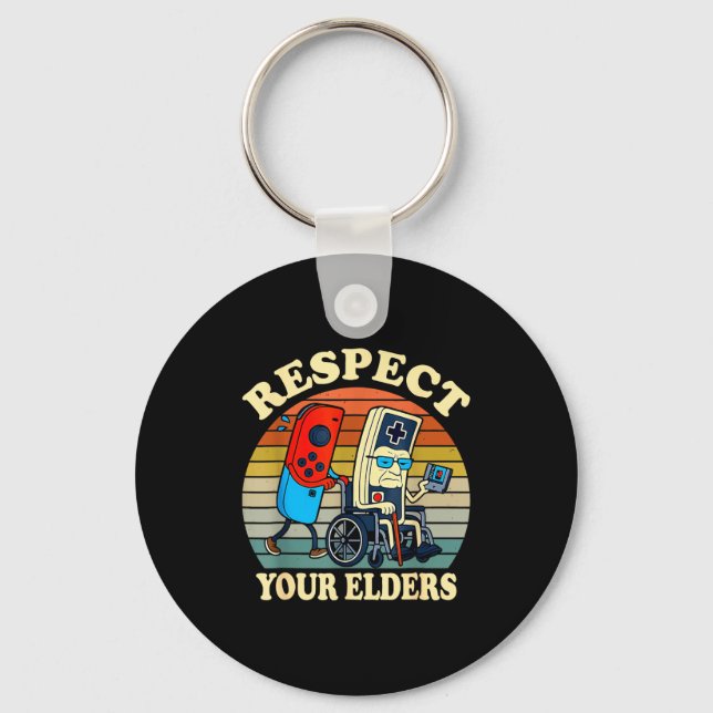 Respect Your Elders Retro Gaming Funny Gamer Contr Schlüsselanhänger (Vorderseite)
