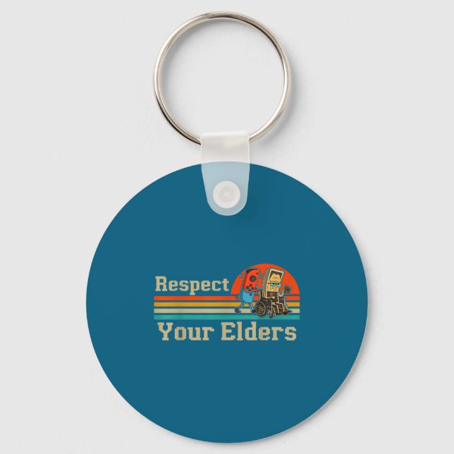 Respect Your Elders Retro Gaming Funny Gamer Contr Schlüsselanhänger (Vorderseite)