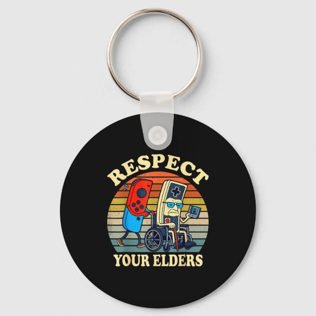 Respect Your Elders Retro Gaming Funny Gamer Contr Schlüsselanhänger (Vorderseite)