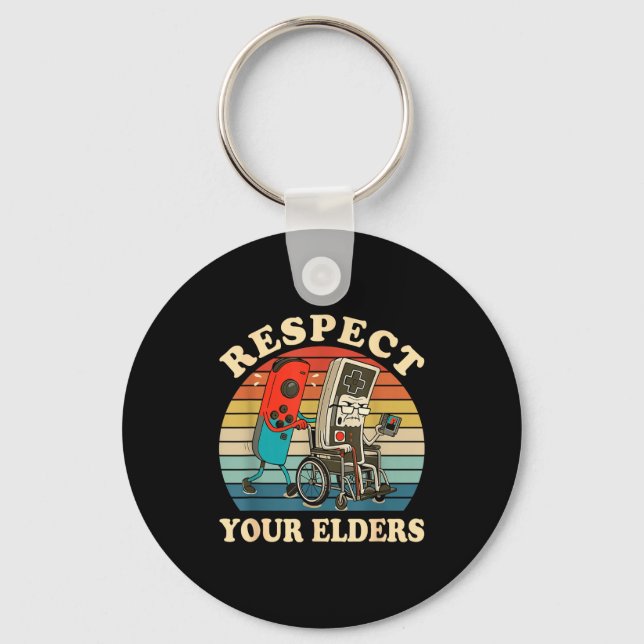Respect Your Elders Retro Gaming Funny Gamer Contr Schlüsselanhänger (Vorderseite)