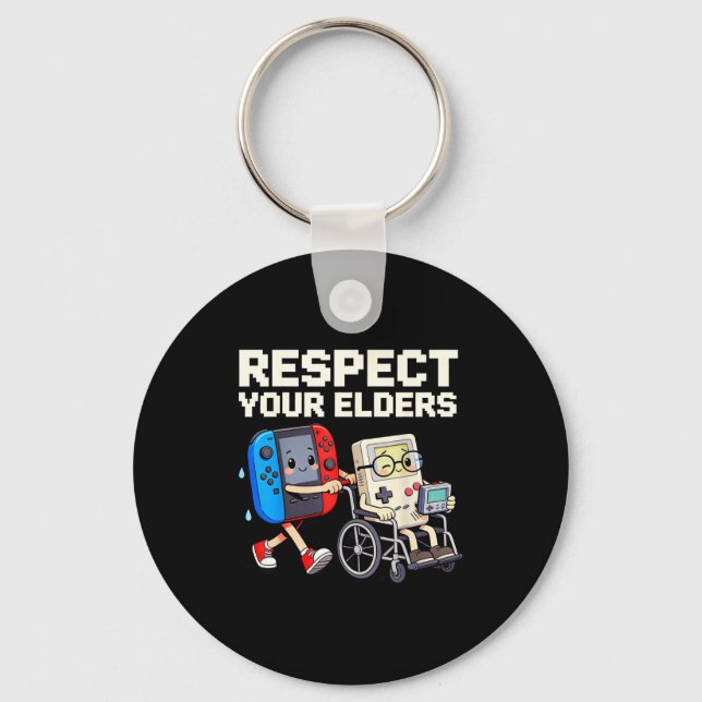 Respect Your Elders Retro Gaming Funny Gamer Contr Schlüsselanhänger (Vorderseite)