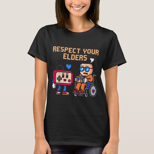 Respect Your Elders Retro Gaming Funny Gamer Contr T-Shirt (Vorderseite)