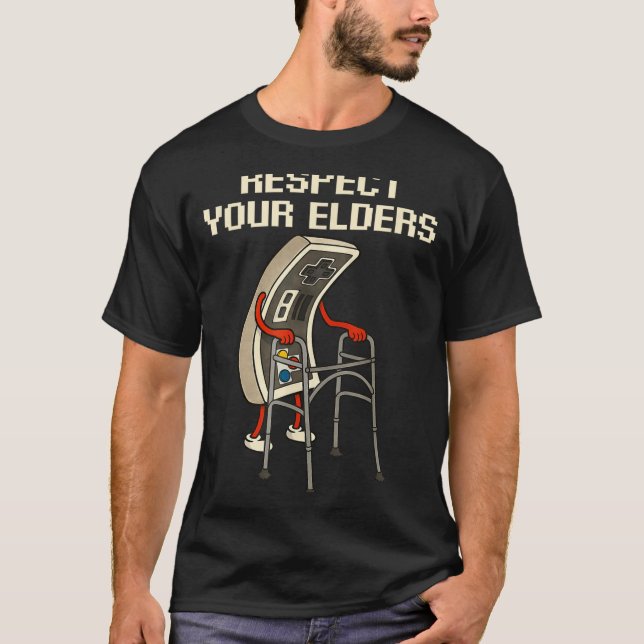 Respect Your Elders Retro Gaming Funny Gamer Contr T-Shirt (Vorderseite)