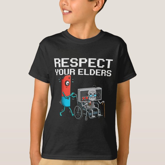 Respect Your Elders Retro Gaming Funny Gamer Contr T-Shirt (Vorderseite)