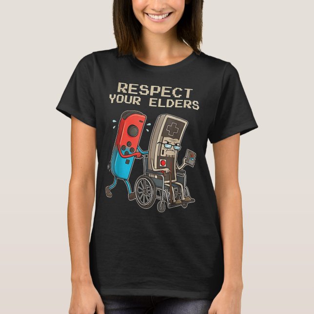 Respect Your Elders Retro Gaming Funny Gamer Contr T-Shirt (Vorderseite)
