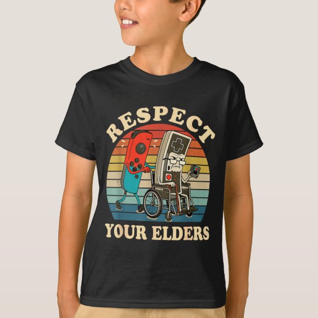 Respect Your Elders Retro Gaming Funny Gamer Contr T-Shirt (Vorderseite)