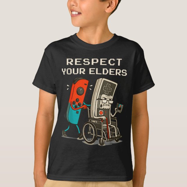 Respect Your Elders Retro Gaming Funny Gamer Contr T-Shirt (Vorderseite)