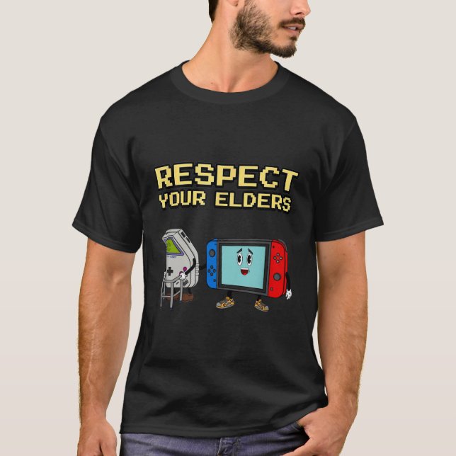 Respect Your Elders Retro Gaming Funny Gamer Contr T-Shirt (Vorderseite)