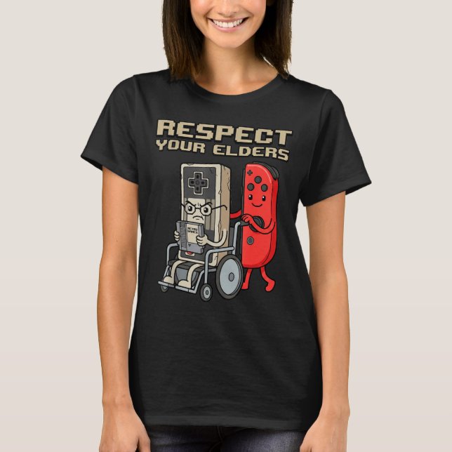 Respect Your Elders Retro Gaming Funny Gamer Contr T-Shirt (Vorderseite)