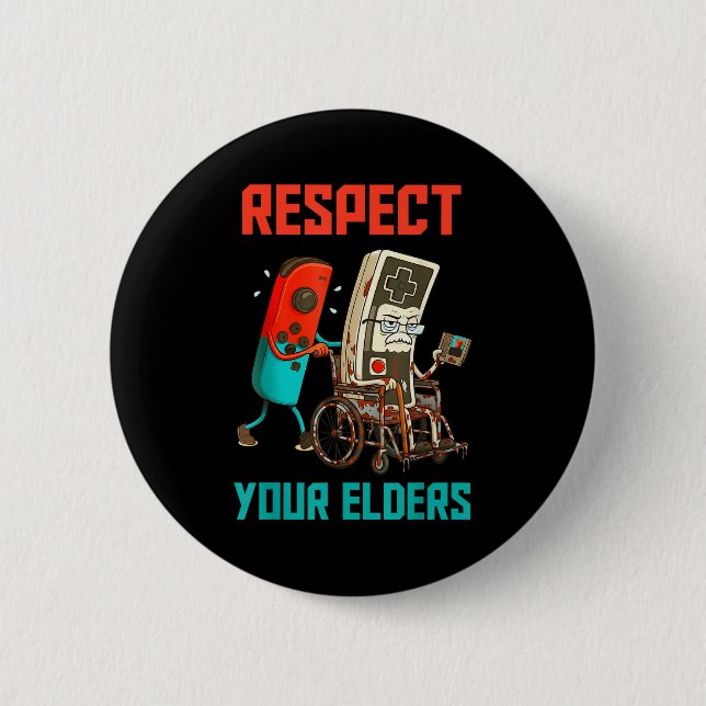 Respect Your Elders Retro Gaming Video Gamer 80s B Button (Vorderseite)