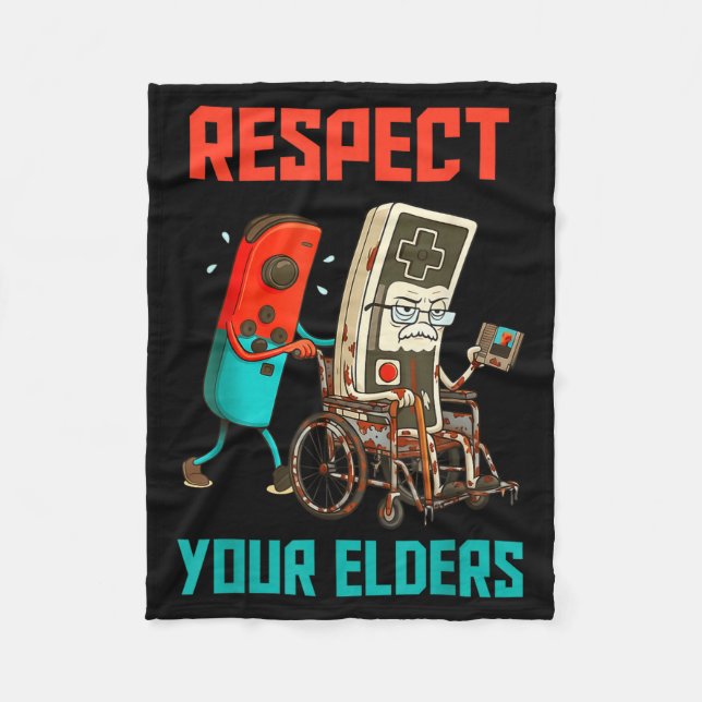 Respect Your Elders Retro Gaming Video Gamer 80s B Fleecedecke (Vorderseite)