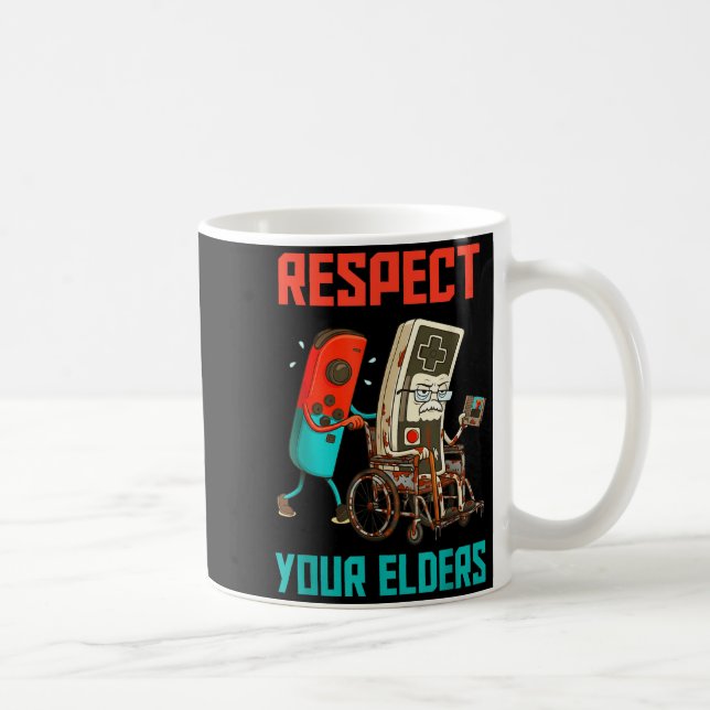 Respect Your Elders Retro Gaming Video Gamer 80s B Kaffeetasse (Rechts)