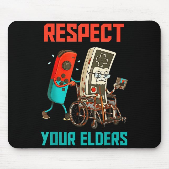 Respect Your Elders Retro Gaming Video Gamer 80s B Mousepad (Vorne)