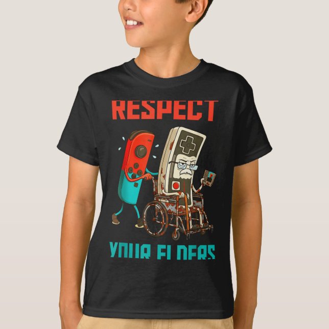 Respect Your Elders Retro Gaming Video Gamer 80s B T-Shirt (Vorderseite)